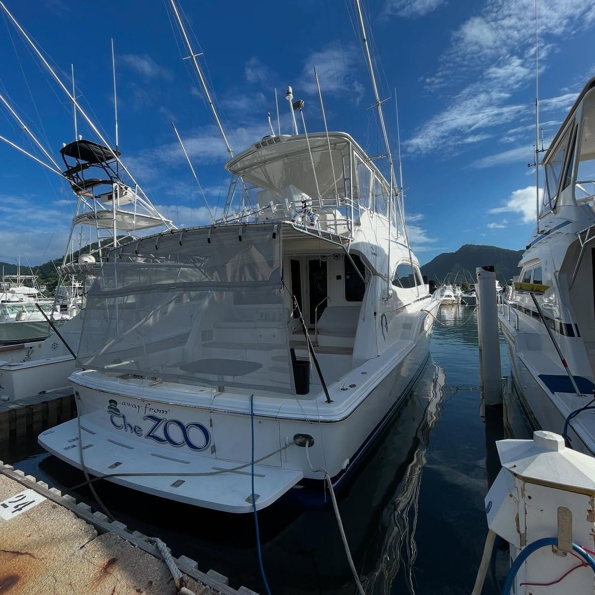 Northwest Marine work — Bertram at dock Chaguaramas